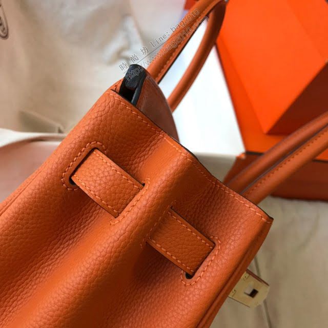 Hermes女包 愛馬仕Birkin Hermes鉑金包 togo小牛皮 橙色 金銀扣 Hermes手提女包  am1829